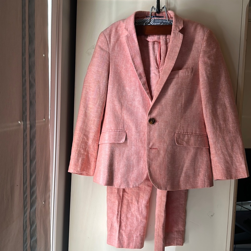 Boys size 7 Appaman suit herringbone light orange